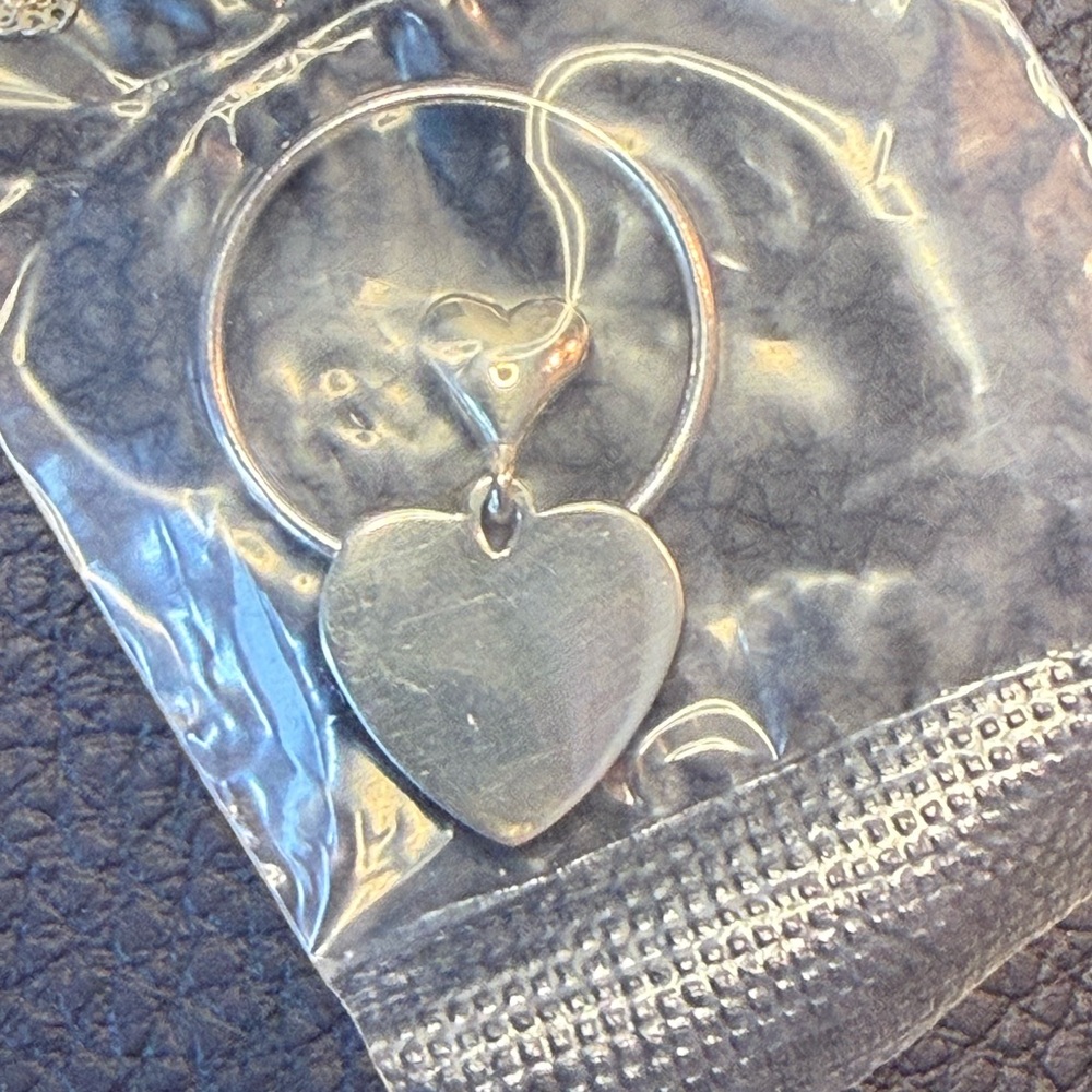 Vintage Avon Sterling Silver Engraveable Heart Charm Necklace, new in box